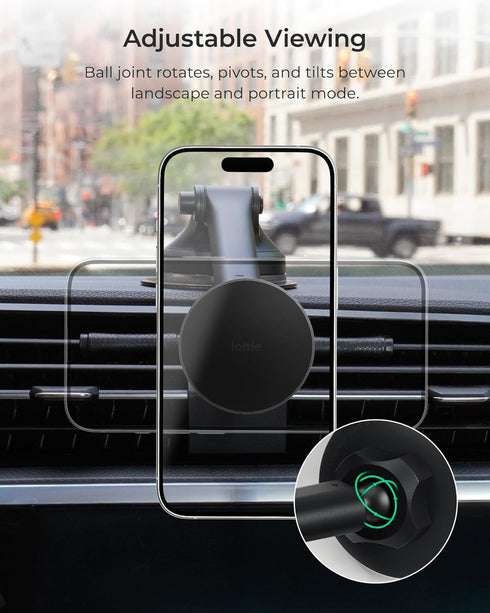 iOttie iTap 3 Magnetic Dash & Windshield Mount Car Phone Holder with Magnetic Ring Adapter. Compatible with Qi2, MagSafe, iPhone, and Android Smar...